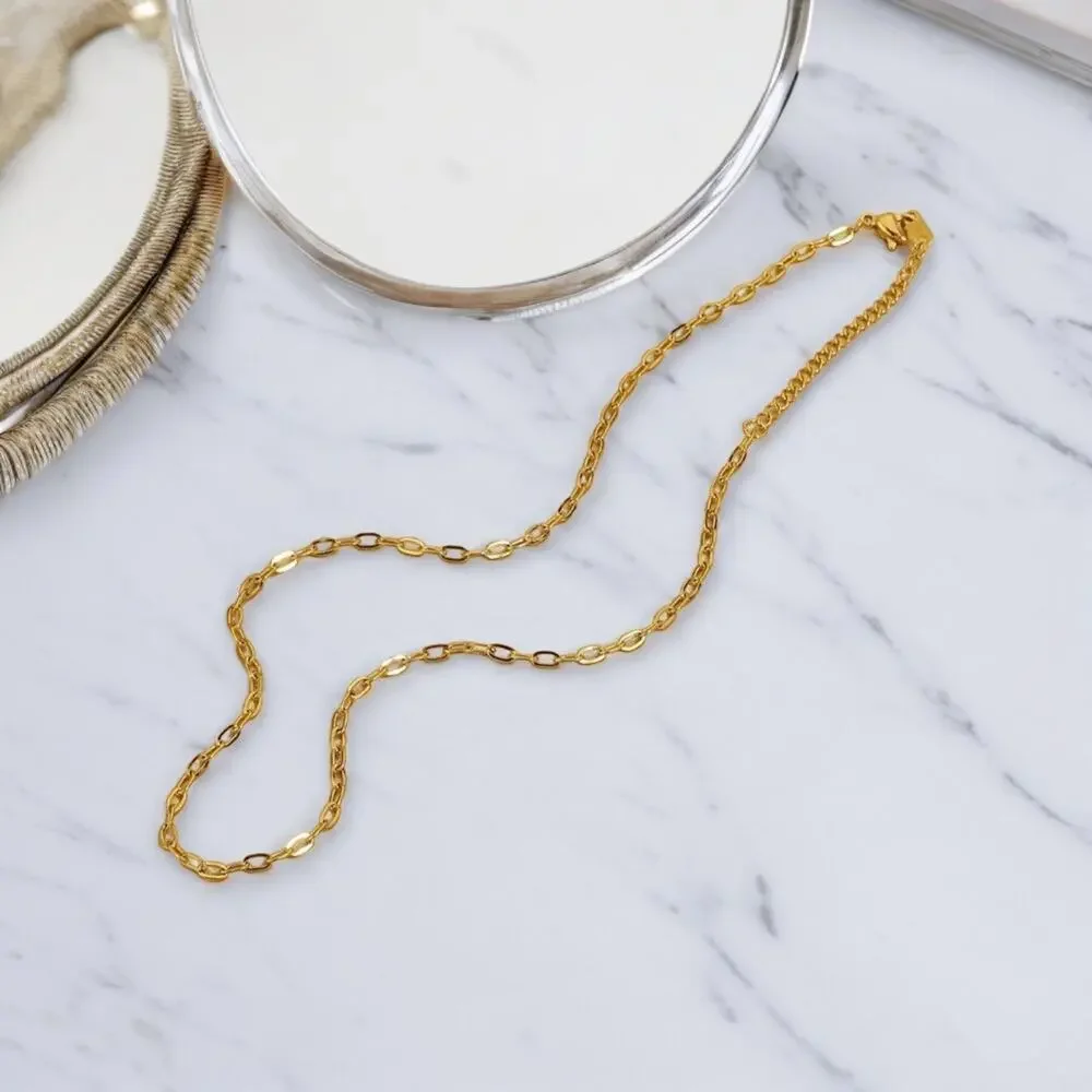 NEW 18K yellow gold plated Cuban link chain choker necklace jewelry B27A